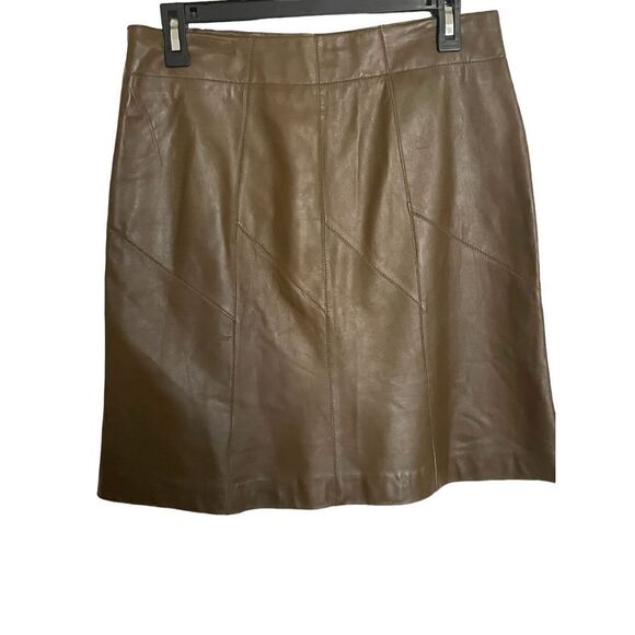 Sigrid Olsen Brown 100% Leather Skirt Size 6 - Picture 2 of 6